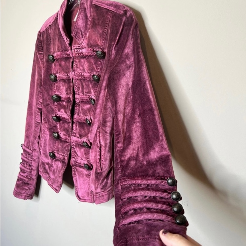 Free People Velvet Fitted Military Jacket Small - Picture 5 of 7